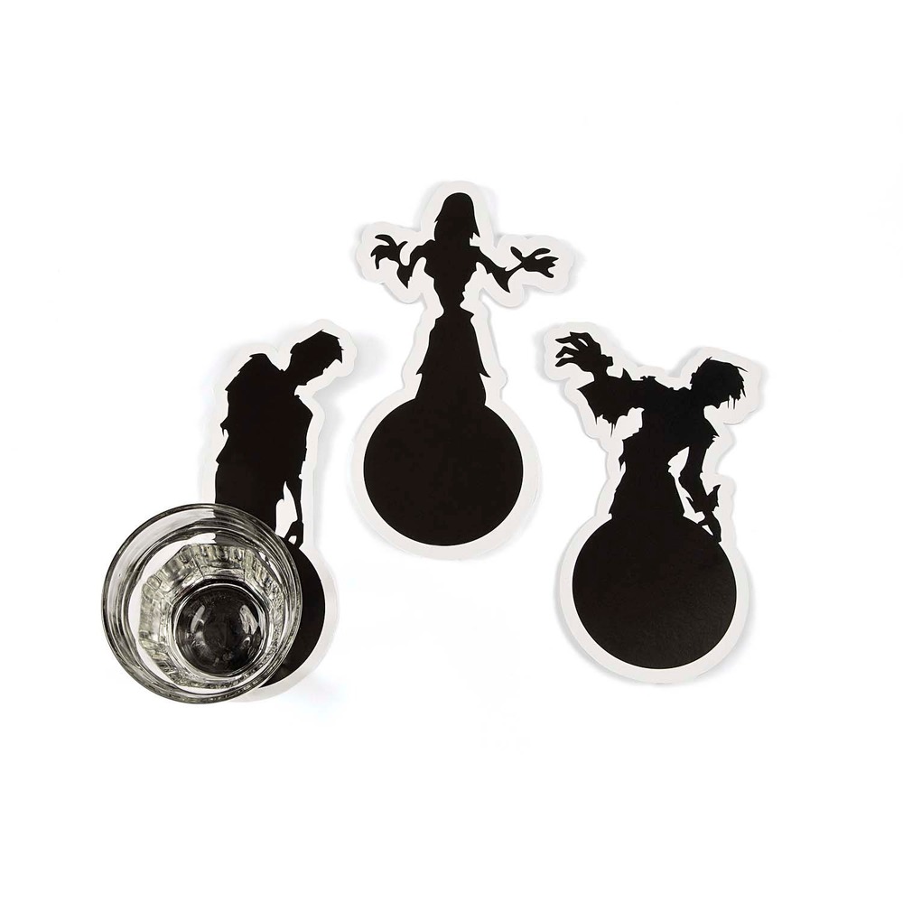 24 Zombie Silhouette Drink Coasters for "walking dead" Halloween‎ Party Decor